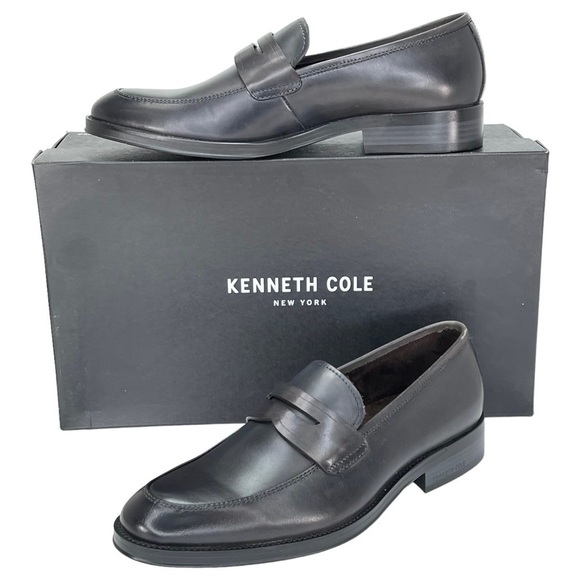 Kenneth Cole Brock Dark Grey Leather Mens Penny Loafers Size 7M - Picture 10 of 10